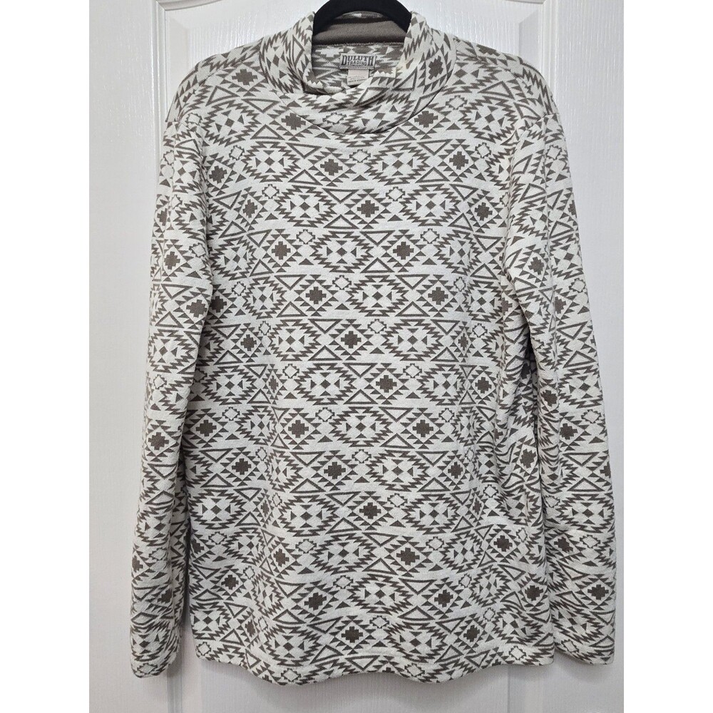 Duluth Trading Company Womens CoolMax Mockneck Sweater XL Light Brown